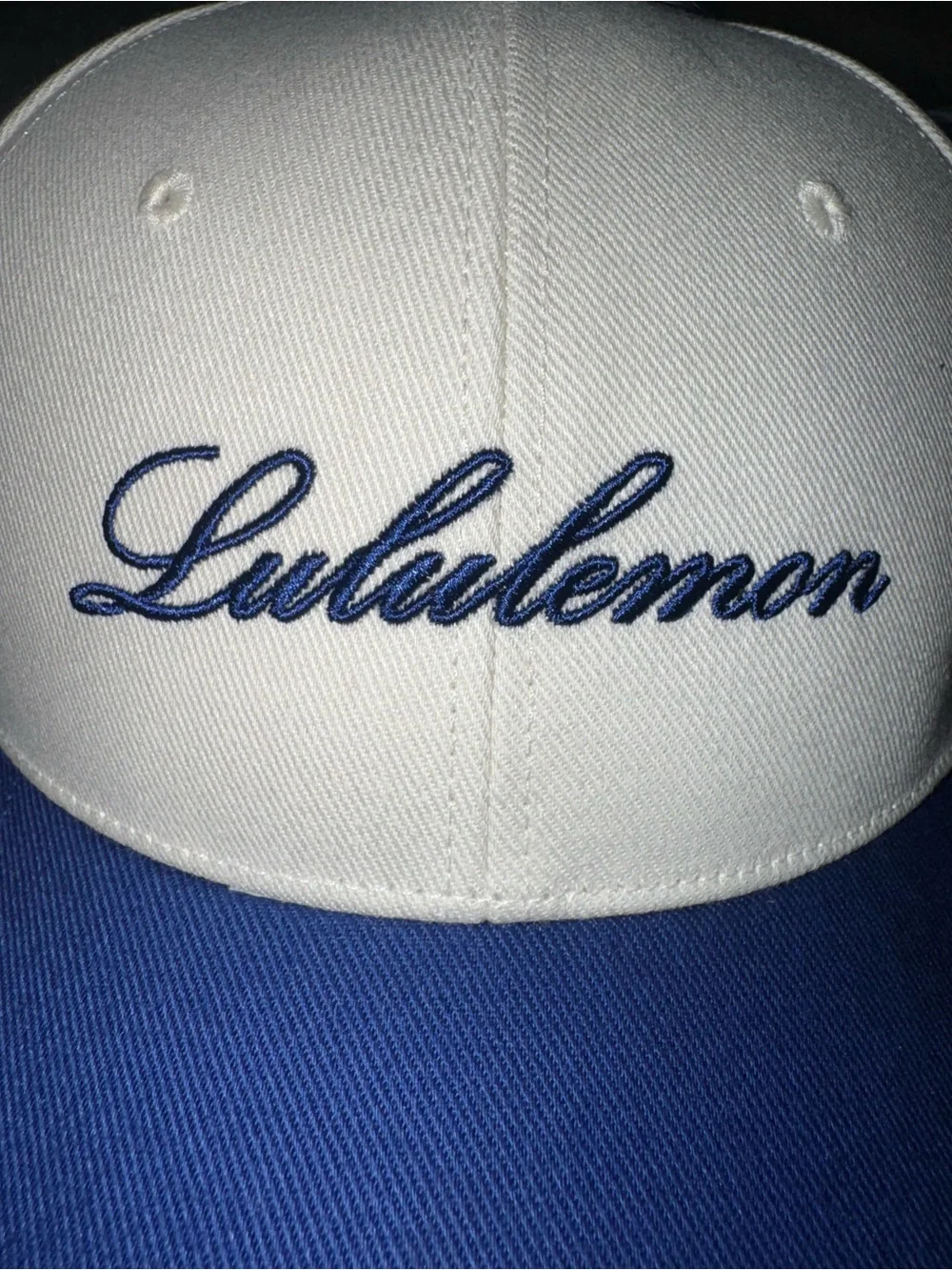 Lululemon Script Logo Baseball Cap Cream Blue Adjustable Hat Unisex